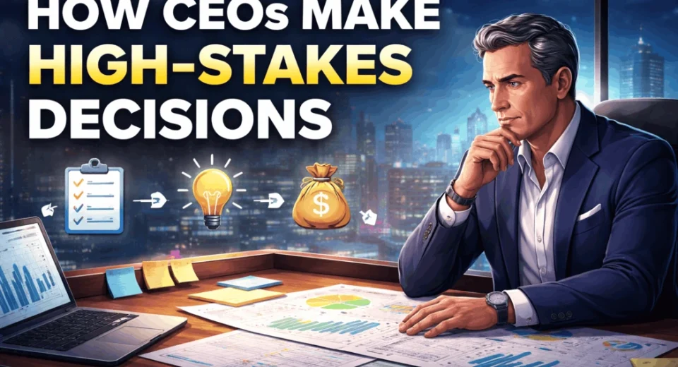 CEO evaluating high-stakes decisions